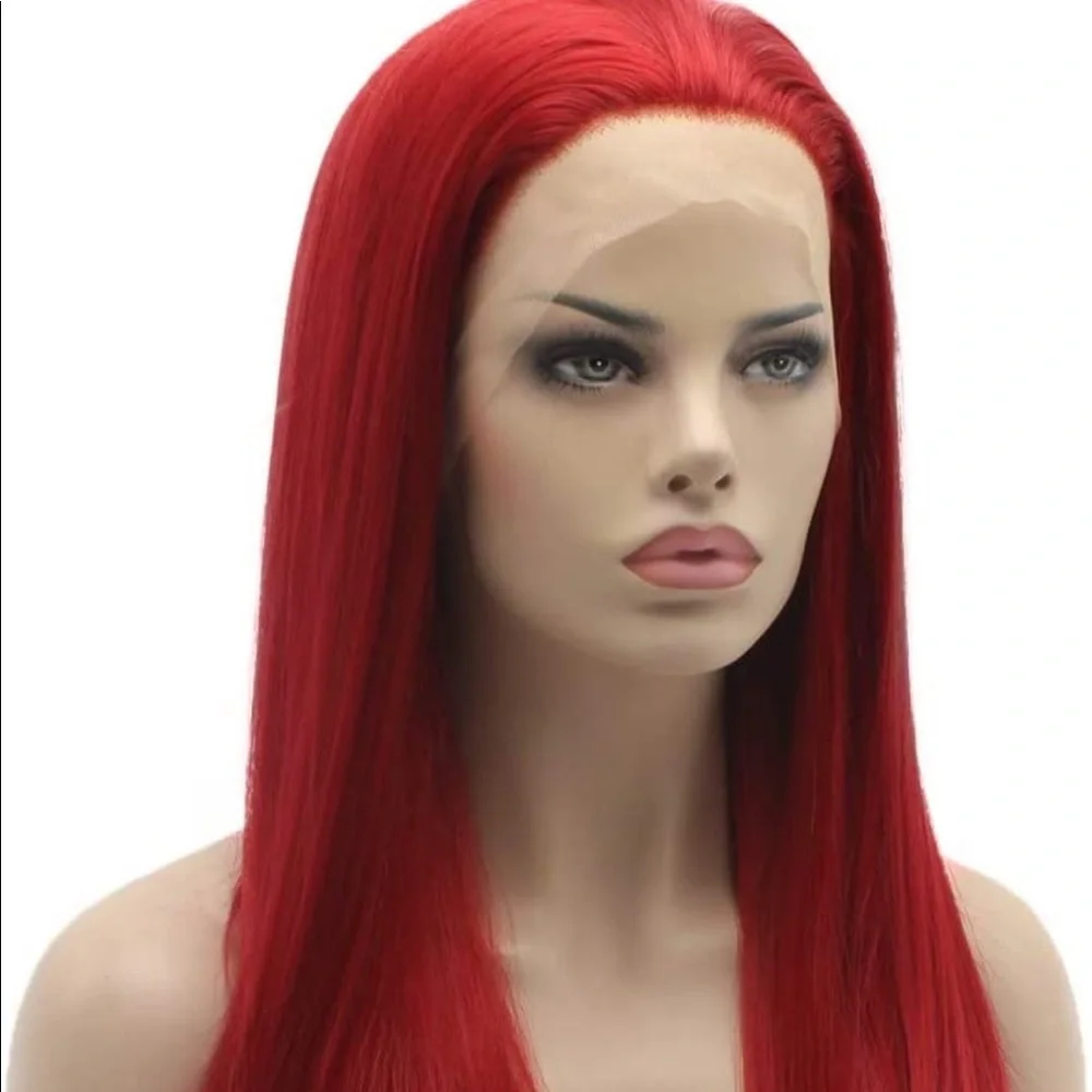 - 22” RED STRAIGHT  LACE FRONT WIG  *NEW*